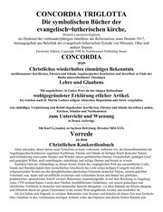 Concordia Triglotta: Die symbolischen Bücher der evangelisch-lutherischen Kirche (deutscher Text)