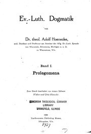 Ev.-Luth. Dogmatik, Band 1: Prolegomena