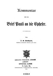 Kommentar über den Brief Pauli an die Epheser