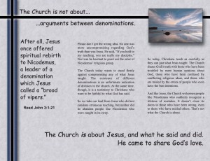 The Church Is Not About… arguments between denominations (tract)